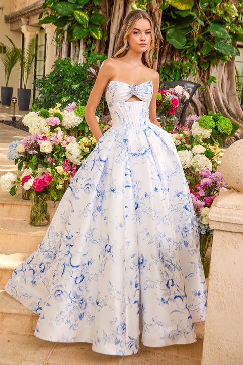 Ava Presley 47377 - Rosette Cutout Floral Ball Gown