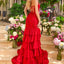 Ava Presley 47455 - Halter Embellished Tiered Ruffle Gown