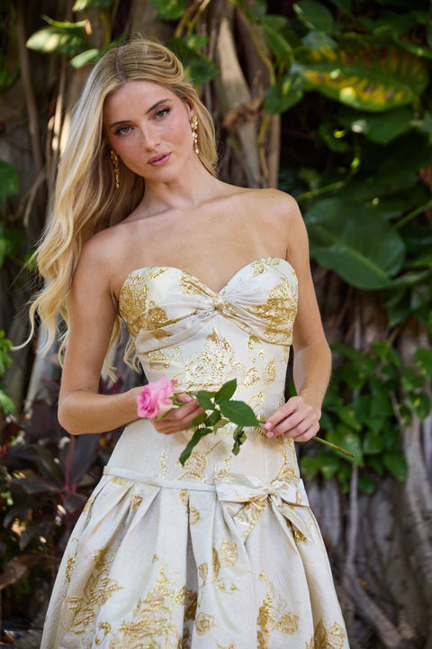 Ava Presley 42460 - Metallic Floral Drop Waist Ball Gown