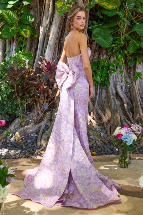 Ava Presley 42518 - Crystal Sweetheart Floral Bow Gown