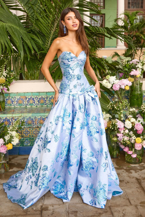 Ava Presley 42460 - Metallic Floral Drop Waist Ball Gown