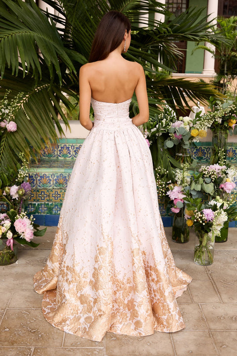 Ava Presley 42540 - Ruched Floral Border Ball Gown