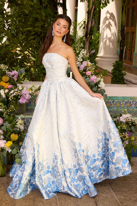 Ava Presley 42540 - Ruched Floral Border Ball Gown