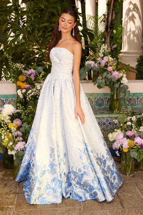 Ava Presley 42540 - Ruched Floral Border Ball Gown