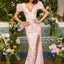 Ava Presley 42533 - Floral Embellished Puff Sleeve Prom Gown