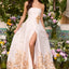 Ava Presley 42542 - Strapless Floral A Line Prom Gown