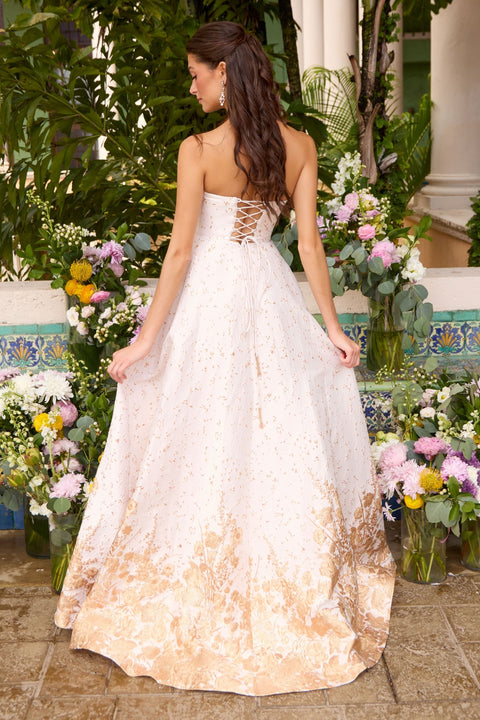 Ava Presley 42542 - Strapless Floral A Line Prom Gown