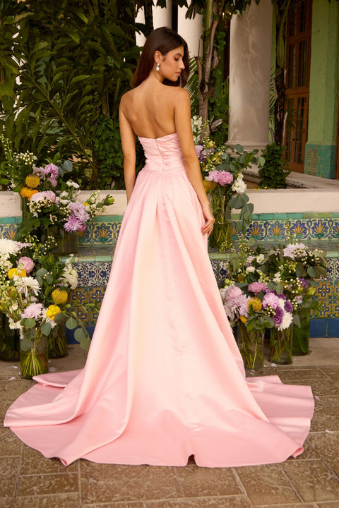 Ava Presley 42553 - Ruched Prom Gown with Flowing Overskirt