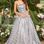 Ava Presley 43010 - Striped Ball Gown Featuring Oversized Back Bow