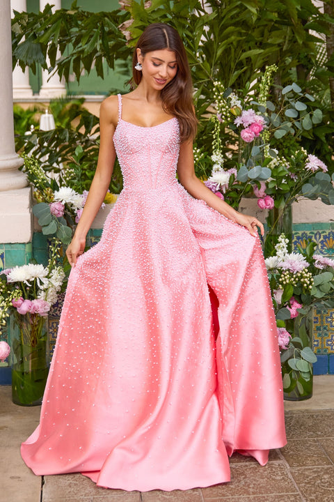 Ava Presley 43065 - Structured Corset Bodice Pearl Embellished Gown