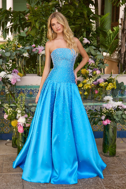 Ava Presley 43093 - Pearl Beaded Drop Waist Ball Gown