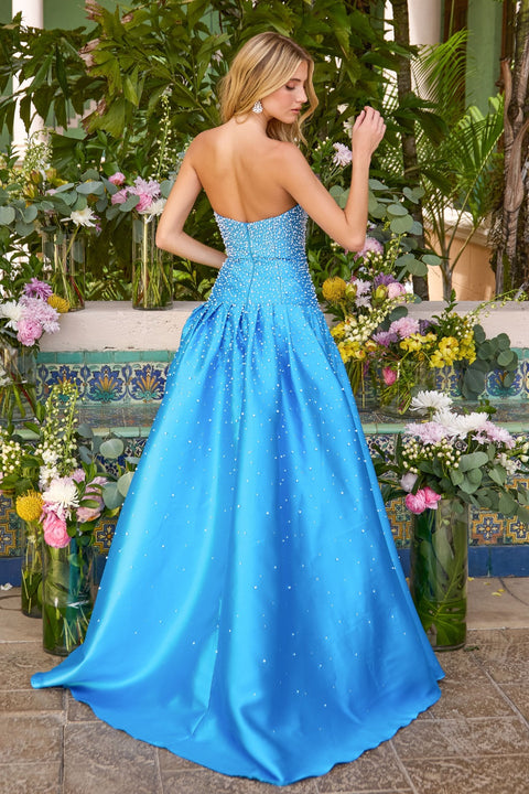 Ava Presley 43093 - Pearl Beaded Drop Waist Ball Gown