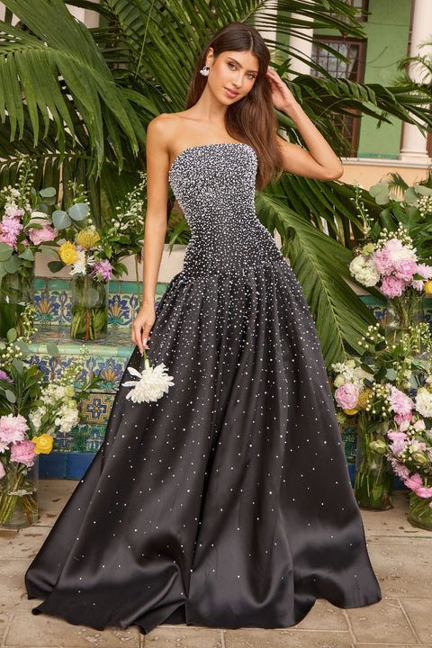 Ava Presley 43093 - Pearl Beaded Drop Waist Ball Gown