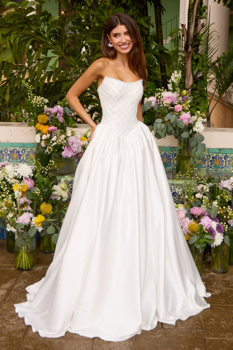 Ava Presley 47364 - Straight Neckline Gown with Peplum Detail