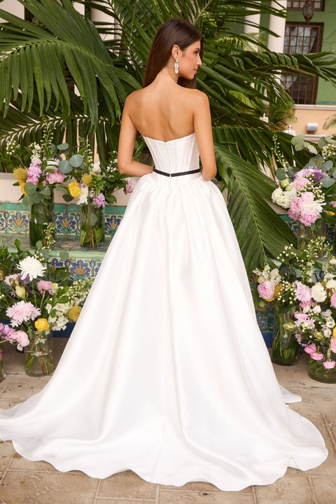 Ava Presley 47365 - Corset Bodice Ball Gown with Ribbon Belt