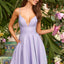 Ava Presley 47399 - Shimmering A-Line Prom Gown Plunging Neckline