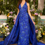 Ava Presley 47421 - Floral Beaded Halter Gown with Overskirt