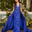 Ava Presley 47421 - Floral Beaded Halter Gown with Overskirt