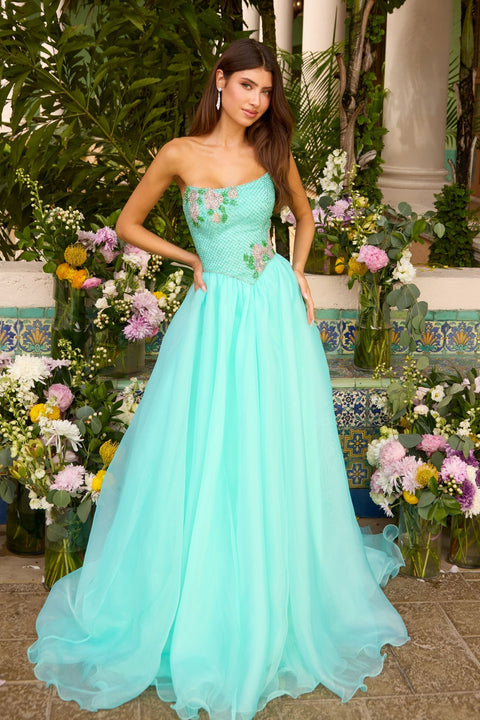 Ava Presley 47424 - Crystal Embellished Bodice Full Tulle Ball Gown