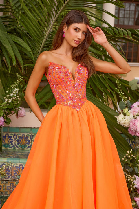 Ava Presley 47430 - Sparkling Floral Bodice A Line Gown