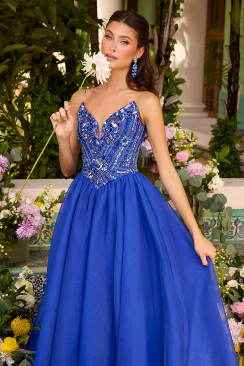 Ava Presley 47430 - Sparkling Floral Bodice A Line Gown