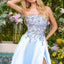 Ava Presley 47451 - Floral Embellished Satin A Line Prom Gown