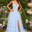 Ava Presley 47463 - Layered Tulle Ball Gown with Slit