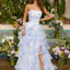 Ava Presley 47483 - Strapless Floral Print Tiered Ruffle Gown