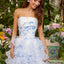 Ava Presley 47483 - Strapless Floral Print Tiered Ruffle Gown