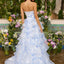 Ava Presley 47483 - Strapless Floral Print Tiered Ruffle Gown