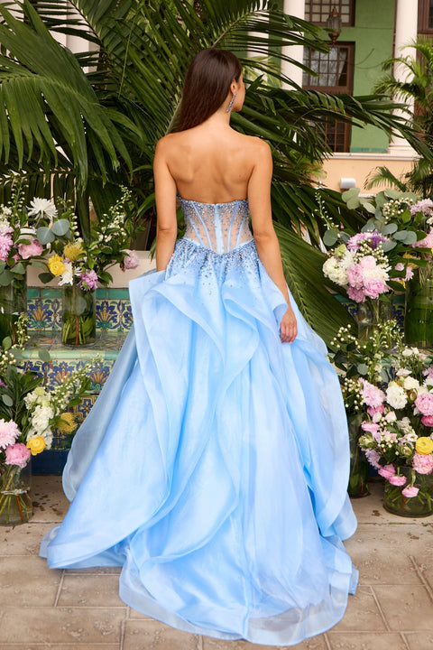 Ava Presley 42482 - Strapless Beaded Corset Ruffled Ball Gown