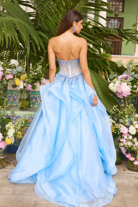 Ava Presley 42482 - Strapless Beaded Corset Ruffled Ball Gown
