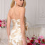 Ava Presley 26360 fitted mini dress with gold print design