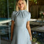 Ava Presley 26705 light blue mini dress with pleated high neckline