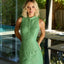 Ava Presley 26708 green tweed mini dress with button-front accents