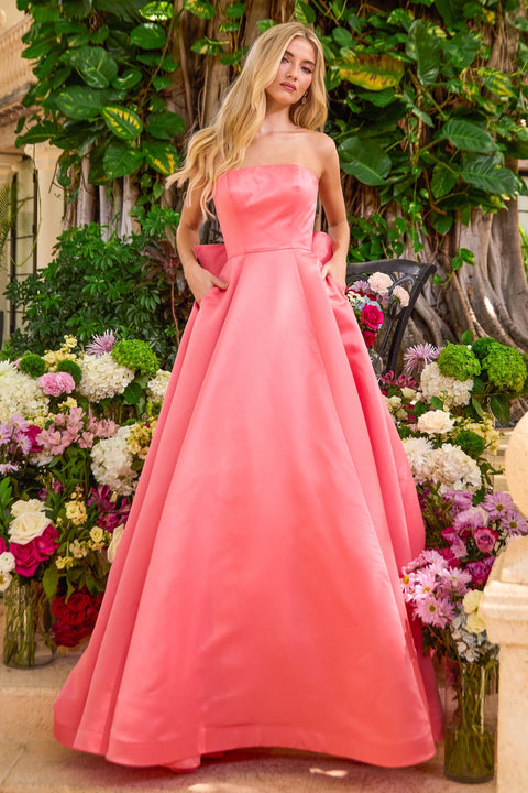 Ava Presley 42523 - Strapless Bow Detail A-Line Prom Gown