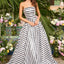 Ava Presley 43010 strapless striped prom ball gown