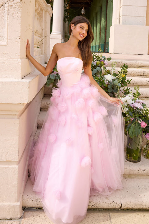 Ava Presley 43019 softly gathered strapless formal gown