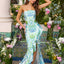 Ava Presley 43024 patterned strapless pageant gown