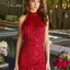 Ava Presley 47115 halter fringe sequin dress