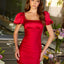 Ava Presley 47305 ruched fitted dress with puff sleeves