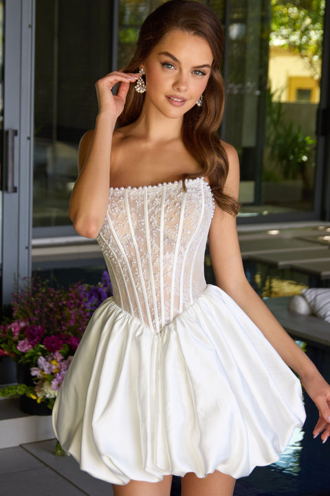 Ava Presley 47306 fitted strapless short formal dress