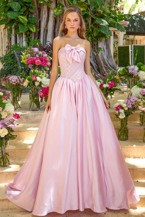 Ava Presley 47363 - Bow Detail Embellished Ball Gown