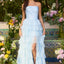 Ava Presley 47373 - Layered Ruffle Gown High Slit Detail