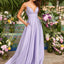 Ava Presley 47399 - Shimmering A-Line Prom Gown Plunging Neckline
