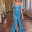 Ava Presley 38888 - Beaded Plunging Neck Mermaid Gown