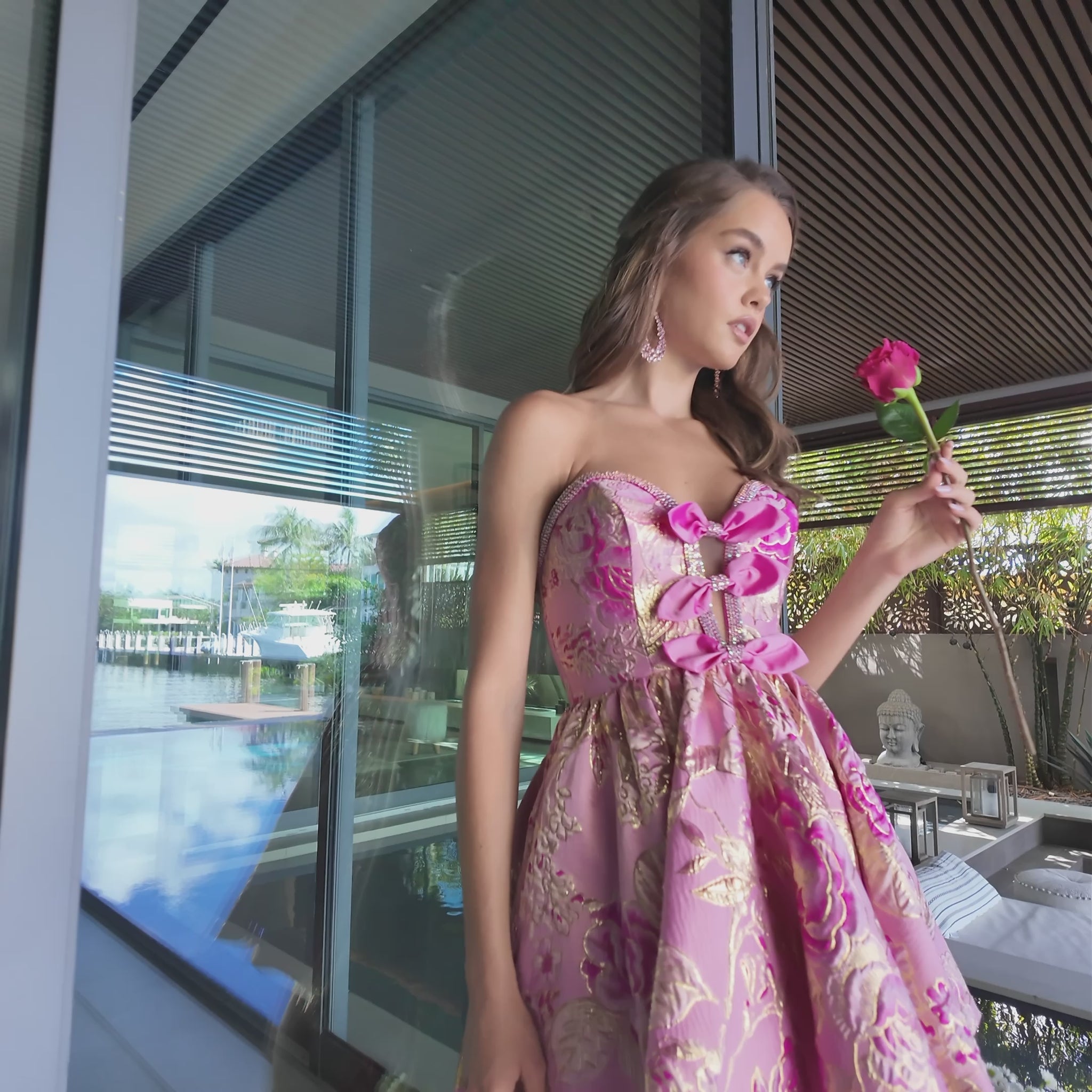 Ava Presley 42466 floral textured flared cocktail dress