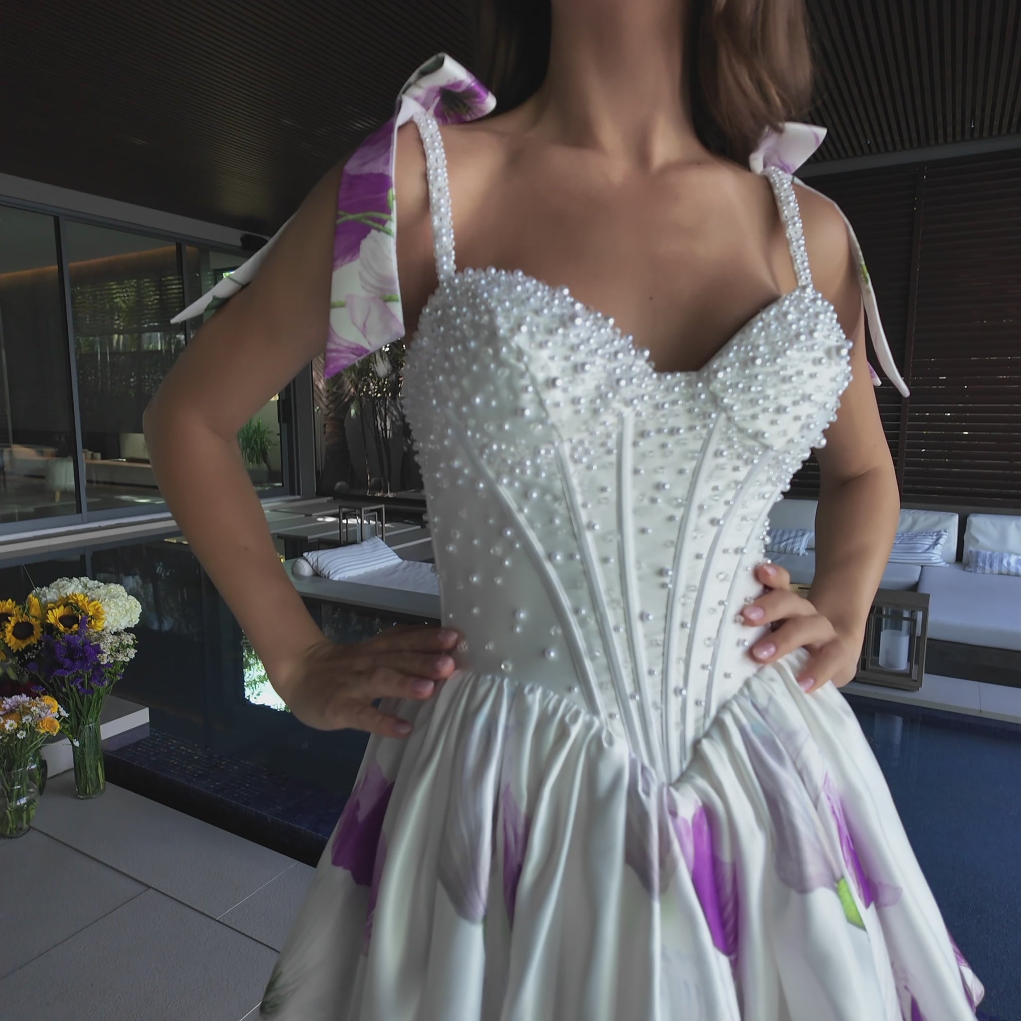 Ava Presley 42432 Pearl Corset Floral Tie Strap Mini Dress