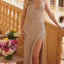 Ava Presley 47228 Beaded Fringe Plunging Evening Dress
